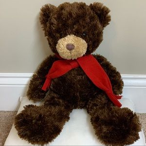 16" Gund BRADLEY Teddy Bear THE BORDERS Brown Red Scarf Plush Stuffed Animal Toy
